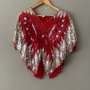 Red Sequin Embellished‎ Blouse